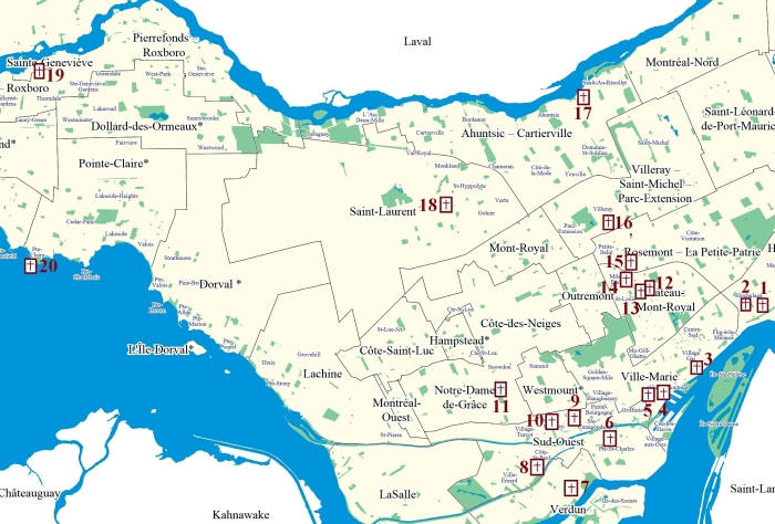 carte des clochers a Montreal